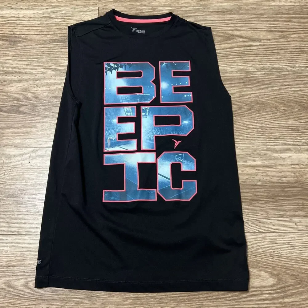 Old Navy Boy’s Be Epic Print Muscle Tank Crew Neck Size XL 14-16 (A25)